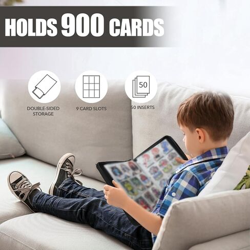 Getsalx Card Binder 9-Pocket, Trading Card Holder Fits 900 Cards with 50 Removable Sleeves, Portable Collection Card Ablum, Game Card Case book With Zipper for Boys and Girls in Saudi Arabia