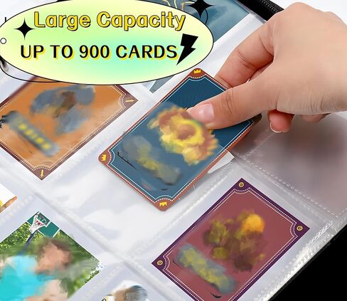 حافظة بطاقات TE-M ذات 900 جيب - ألبوم حامل بطاقات التداول متوافق مع البيسبول، Yugioh، TCG، بطاقات الألعاب، MTG، والبطاقات الرياضية، مجموعة PU (أصفر) in Kuwait