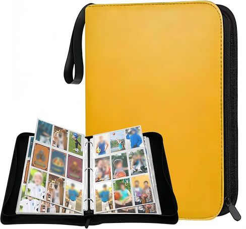 TE-M 900-Pocket Card Binder - Trading Card Holder Album Compatible for Baseball, Yugioh, TCG, Gaming Cards, MTG, and Sports Cards, PU Collection Binder (Yellow) in Saudi Arabia