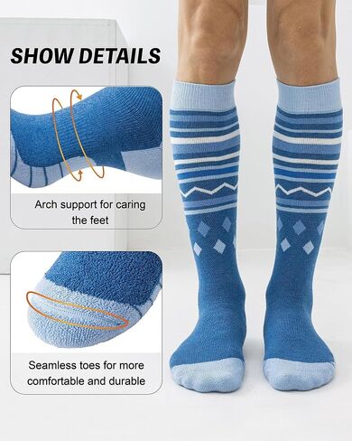 Merino Wool Ski Socks for Men Women, Thick Knee High Thermal Winter Snowboarding Socks with Exquisite Box in Saudi Arabia