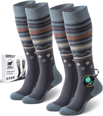 Merino Wool Ski Socks for Men Women, Thick Knee High Thermal Winter Snowboarding Socks with Exquisite Box in Saudi Arabia
