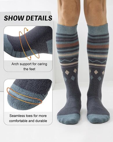 Merino Wool Ski Socks for Men Women, Thick Knee High Thermal Winter Snowboarding Socks with Exquisite Box in Saudi Arabia