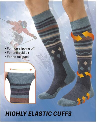 Merino Wool Ski Socks for Men Women, Thick Knee High Thermal Winter Snowboarding Socks with Exquisite Box in Saudi Arabia