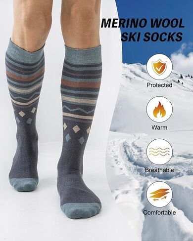 Merino Wool Ski Socks for Men Women, Thick Knee High Thermal Winter Snowboarding Socks with Exquisite Box in Saudi Arabia