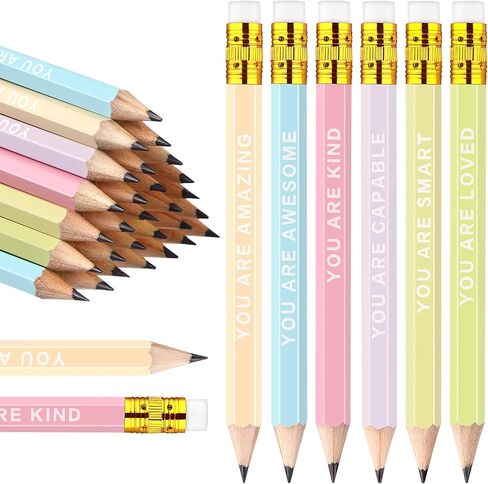 60Pcs Mini Pencils Bulk Inspirational Golf Pencils Half Pencils HB Pencils Short Woodden Pencils Sharpened Pencils with Eraser Short Small Pencils for Kids Student Teacher Office Supplies in Saudi Arabia