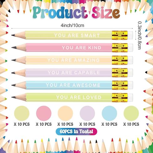 60Pcs Mini Pencils Bulk Inspirational Golf Pencils Half Pencils HB Pencils Short Woodden Pencils Sharpened Pencils with Eraser Short Small Pencils for Kids Student Teacher Office Supplies in Saudi Arabia