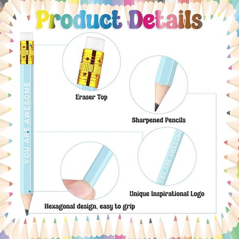 60Pcs Mini Pencils Bulk Inspirational Golf Pencils Half Pencils HB Pencils Short Woodden Pencils Sharpened Pencils with Eraser Short Small Pencils for Kids Student Teacher Office Supplies in Saudi Arabia