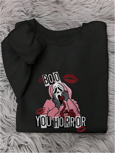 SHENHE Women's Boo You Horror Graphic Skeleton Funny Halloween Sweatshirt Crewneck Pullover in Saudi Arabia
