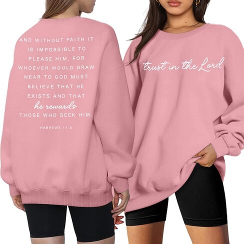 LUKYCILD Christian Sweatshirts for Women Jesus Sweatshirt Jesus Faith Inspirational Shirts Oversized Graphic Pullover Tops in Saudi Arabia