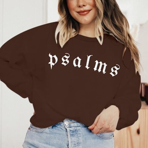 FAYALEQ Christian Sweatshirts for Women: Faith Over Fear Religious Saying Sweatshirt Bible Verse Shirts Psalm Pullovers in Kuwait