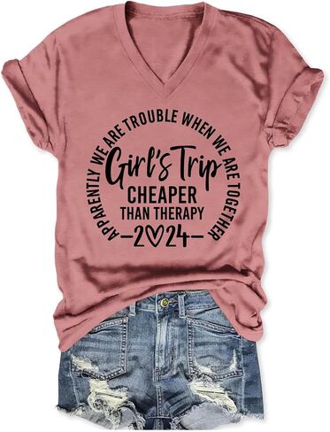 QYZ-Top Girls Trip Cheapers Than Therapy 2024 Sweatshirt Girls Vacation Sweater Travel Shirts Women Crewneck Pullover Tops in Saudi Arabia