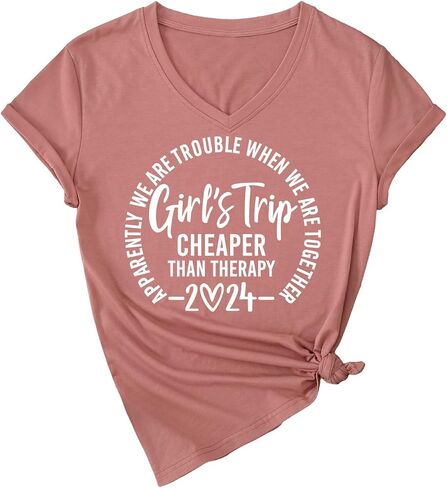 QYZ-Top Girls Trip Cheapers Than Therapy 2024 Sweatshirt Girls Vacation Sweater Travel Shirts Women Crewneck Pullover Tops in Saudi Arabia