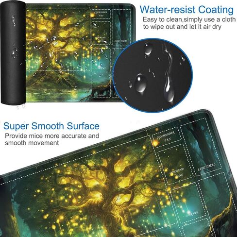 حصيرة لعب MTG مع مناطق، 24 × 14 بوصة سطح أملس لألعاب الورق من أجل Magic The Gathering Playmat، TCG Playmat مع حقيبة تخزين و6 نرد، وسادة ماوس Samurai MTG Mat اليابانية in Kuwait
