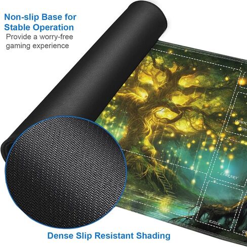 حصيرة لعب MTG مع مناطق، 24 × 14 بوصة سطح أملس لألعاب الورق من أجل Magic The Gathering Playmat، TCG Playmat مع حقيبة تخزين و6 نرد، وسادة ماوس Samurai MTG Mat اليابانية in Kuwait