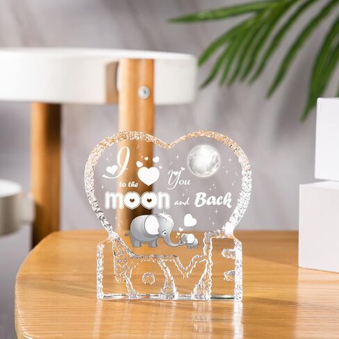 ERWEI for Mom, Engraved Crystal Paperweight Decoration, I Love You to The Moon and Back Gift for Mother Her Him, Elephant Gifts for Women Men in Saudi Arabia
