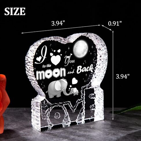 ERWEI for Mom, Engraved Crystal Paperweight Decoration, I Love You to The Moon and Back Gift for Mother Her Him, Elephant Gifts for Women Men in Saudi Arabia