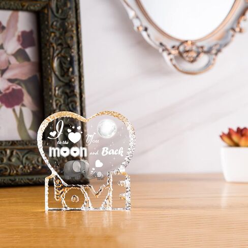 ERWEI for Mom, Engraved Crystal Paperweight Decoration, I Love You to The Moon and Back Gift for Mother Her Him, Elephant Gifts for Women Men in Saudi Arabia