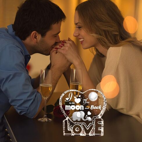 ERWEI for Mom, Engraved Crystal Paperweight Decoration, I Love You to The Moon and Back Gift for Mother Her Him, Elephant Gifts for Women Men in Saudi Arabia