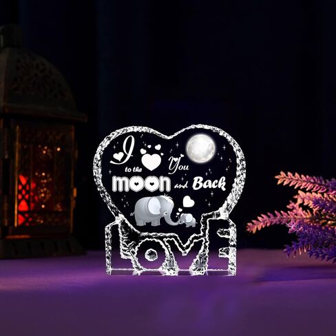 ERWEI for Mom, Engraved Crystal Paperweight Decoration, I Love You to The Moon and Back Gift for Mother Her Him, Elephant Gifts for Women Men in Saudi Arabia