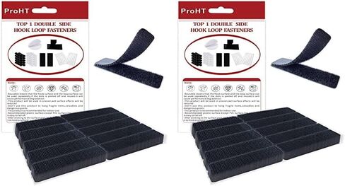 ProHT Hook and Loop Strips with Adhesive 2x6 Inch 10 Pairs Industrial Strength Sticky Back Straps for Couch Cushions,Pedal Board.Heavy Duty Home Classroom and Office Project Use,Black (P00001) in Saudi Arabia
