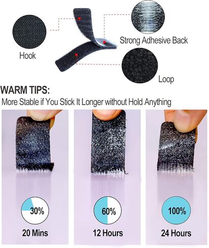 ProHT Hook and Loop Strips with Adhesive 2x6 Inch 10 Pairs Industrial Strength Sticky Back Straps for Couch Cushions,Pedal Board.Heavy Duty Home Classroom and Office Project Use,Black (P00001) in Saudi Arabia