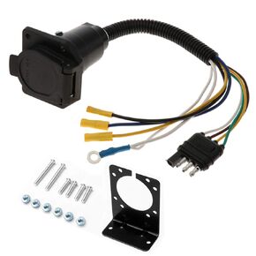 4 Wire Flat to 7 Way RV Trailer Light Plug Wire Harness Converter Adapter for Car Truck Trailer Hitch with Connector Socket Mounting Bracket, by LIYYOO
