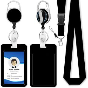 3 Pack Heavy Duty Badge Holder with Retractable Reel, ID Name Tag Worker Badge Carabiner Clip Vertical Card Protector Cover Case for Key Office Doctor Nurse Teacher Women (3 PCS Astrological Moon Sun)