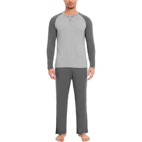 GYS Bamboo Viscose Men's Pajama Sets Long Sleeve 2 Piece Lounge Set with Pockets