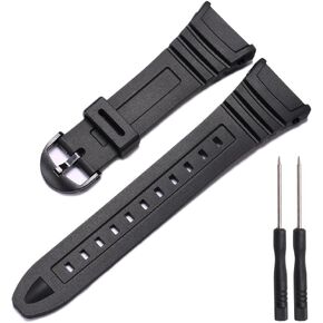 Replacement Watch Strap Band Compatible with Casio Men's W-96H W96H-1BV Sport Watch Band Black Rubber Strap