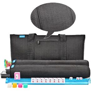 American Mahjong Game Set 166 Tiles 4 All-in-One Color Rack/Pushers Mahjong Set Mah Jongg Set Complete Mah Jong Tiles Set with Neoprene Carrying Bag Black