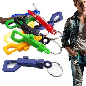 BRBASAP Plastic Snap Hook 10 Pack Rotary Cord Hole 6.5mm Swivel Key Chain Strap Clips Hooks with Split Keychains O-Ring 30mm Dia. for Backpack Outdoor Camping Kits Replacement Clip (Colorful), small