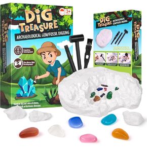 Dinosaurs Dig Kit Digging Set, Educational DIY Toys Science Kit-Dig Up Unique Real Dinosaurs, Geology Archaeology Gifts for Boys Girls Kid Toys