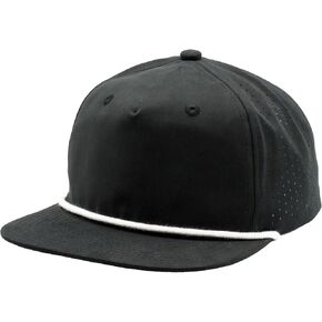 Premium Golf Perforated Performance Rope Cap - Stylish 5 Panel, Retro Flat Bill, UPF 50+, Water Repellent