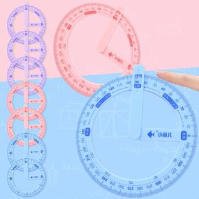 9 Pack Plastic Protractor 360 Degree Protractor Drawings Templates Protractor Set Pink Blue Purple Protractors with Swing Arm for Geometry Angle Measurement Math Teacher Student Office Supplies