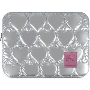 iCasso Puffy Laptop Sleeve 14 Inch 13 Inch, Heart Quilted Puffer Laptop Carrying Case for Women, Sliver Laptop Sleeve for MacBook Pro 14 inch case, MacBook Air 13 Inch Sleeve, HP, Dell, Lenovo, Asus