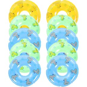 Toyvian 10pcs Mini Swim Rings Doll Lifebuoy Inflatable Doll Inflatable Toy Mini Swim Tube Pool Toys Doll Girl Supplies Aid Float Rings Swimming Toy Dollhouse Accessories - Random Pattern
