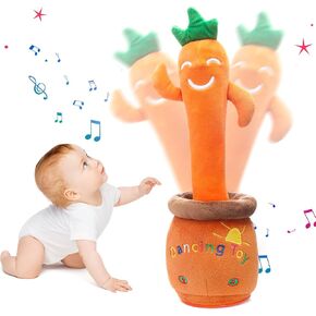 MIAODAM Talking Carrot Toy for Baby Boys and Girls Singing Dancing Carrot Mimicking Toys Recording Repeating What You Say Electronic Plush Toy with 60 Songs