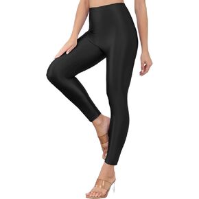 Sghenr Womens Shiny High Waisted Neon Smooth Pants Disco Party Rave Tights Elastic Skinny Comfy Lightweight Leggings
