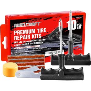 Heavy Duty Tire Repair Tools Kit - 108 PCS Set Truck Tool Box for Motorcycle, Car, ATV, Jeep, Truck, Tractor Flat Tire Plug Kit