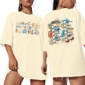 Around The World Shirt Women Magical Oversized Shirt Funny Magic Tour Graphic Tees Funny Traveler Vacation Short Sleeve Top