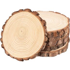 ilauke Wood Slices for Centerpieces, 6Pcs Large Unfinished Wood Slices 7-8 Inches Round Wooden Circle with Tree Bark, Wooden Discs for DIY Painting Crafts, Weddings Centerpieces Decor