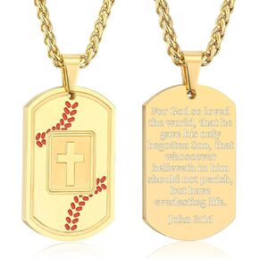البيسبول الكتاب المقدس الآية الصليب قلادة للرجال الفولاذ المقاوم للصدأ الأسود / الذهب / الفضة لهجة الصليب قلادة أول بالتواصل المعمودية الدينية هدية البيسبول مجوهرات رياضية للرجال 𝐁𝐨𝐲𝐬 مع سلسلة الفولاذ المقاوم للصدأ 22 + 2 بوصة in Kuwait