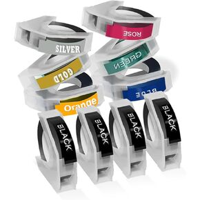 Embossing Label Tape Replacement for Dymo Embossing Label Tape 3/8 Inch 3D Plastic for Dymo Organizer Xpress Tape 1540 1550 1570 Office Mate II 12965 DYM12966 Embossed Labels,10 Pack