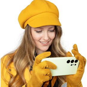 GIFTS FOR WOMEN Touchscreen Faux Suede Leather Gloves for Women, Fall Winter, Gift Box (Yellow Gloves)