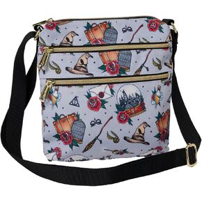 Loungefly Harry Potter Passport Crossbody Travel Bag AOP Relics Tattoo Print