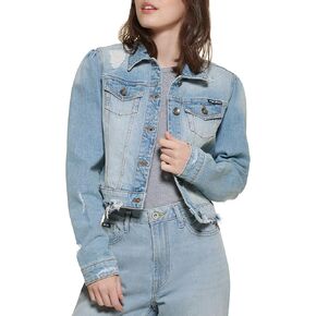 DKNY Women's Long Sleeve Trucker Jacket