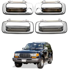 مجموعة مقابض الأبواب الخارجية من الكروم (4 قطع)، متوافقة مع سلسلة Toyota Land Cruiser 80 1990-1998 / Lexus LX 450، السائق الأيسر الأمامي والخلفي والراكب الأيمن مع فتحة مفتاح، OE# 6921060010 6922060010