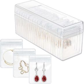 Acrylic Clear Jewelry Box - Jewelry Box Organizer, with 20 Portable Anti Tarnish Anti Anti Oxidizing Organizer bags, Suitable for Women's Earrings/Rings/Necklaces Travel Jewelry Box