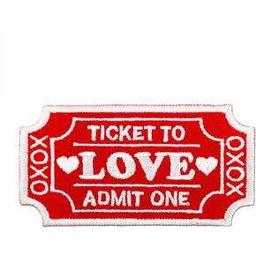 EMBROVERSE Ticket to Love Patch - Funny Valentine's Day Gift - Love Game - Embroidered Iron On - Size: 3.1 x 1.7 inches