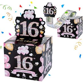 18th Birthday Gifts for Girls, Unique Birthday Gifts for 18 Year Old Girl Boy, Pink 18th Birthday Decorations for Girls, Birthday Money Gifts Box for Cash Pull, Cool Birthday Gift Idea